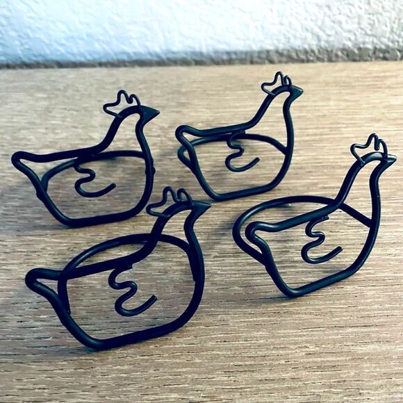 Chicken Metal Farmhouse Napkin Rings Set - Picture 1 of 2